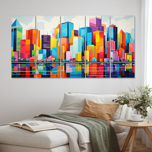 DesignArt Pop Art Miami Cityscape II On Canvas 5 Pieces Print Wayfair